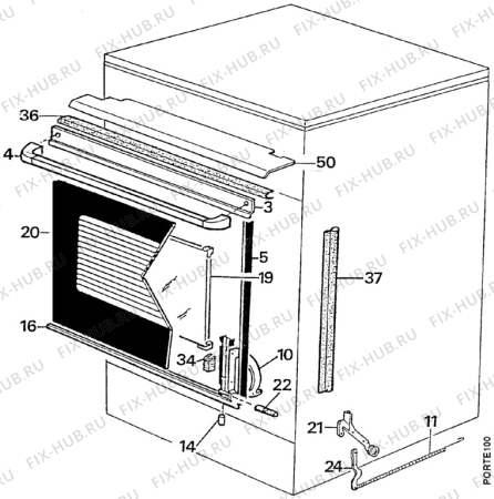 Взрыв-схема плиты (духовки) Arthur Martin CE5025-2 - Схема узла Door 003